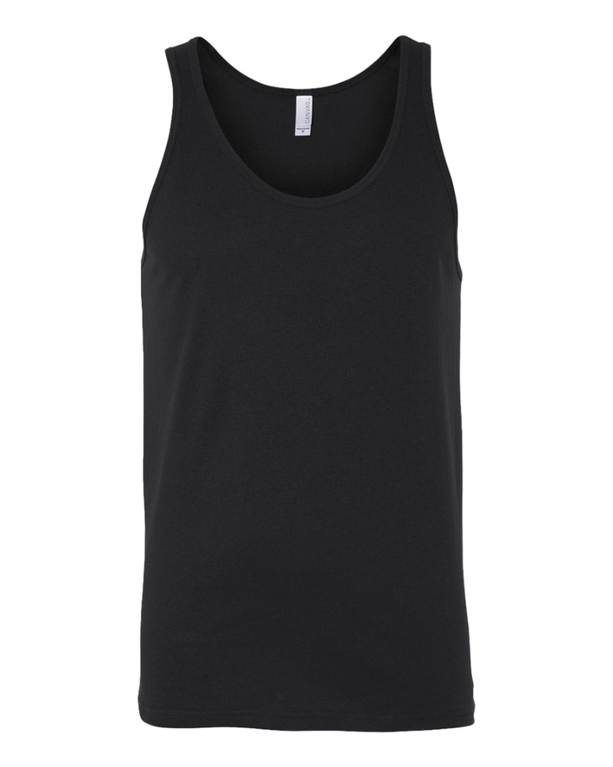 Flat lay of BELLA + CANVAS Unisex Jersey Tank in light heather gray, great for custom logos and casual wear.