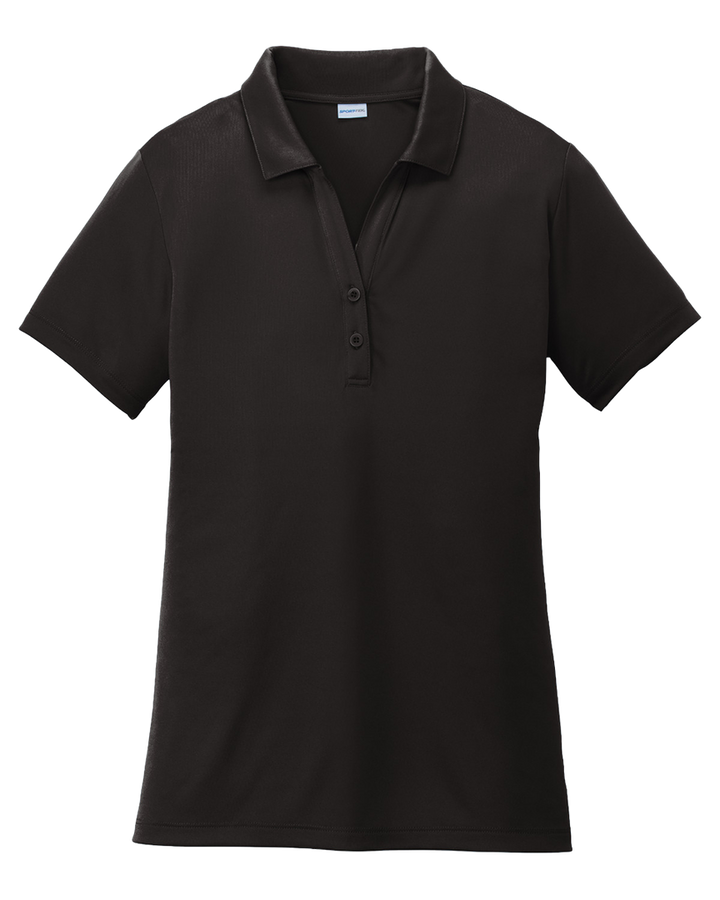 Sport-Tek Ladies PosiCharge Competitor Polo LST550 in black, featuring a lightweight, moisture-wicking fabric with a three-button placket.