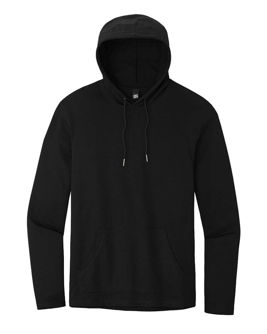 Hanes EcoSmart Pullover Hoodie in solid black. Lightweight, eco-friendly fleece hoodie perfect for custom branding, embroidery, or bulk purchases.