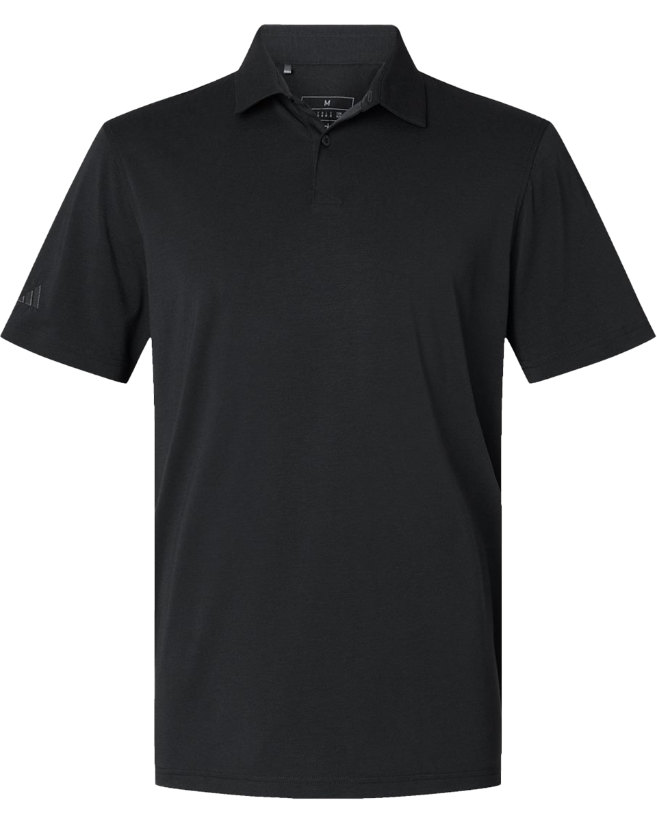 Black Adidas Blend Polo displayed flat, showcasing its sleek design and premium fabric. A great choice for professional and casual wear.