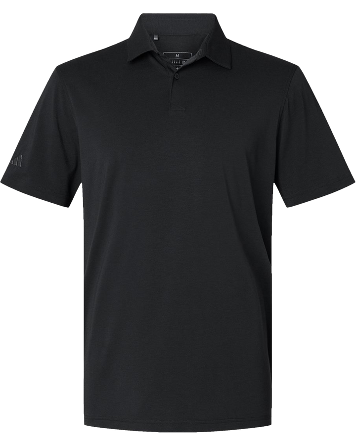Black Adidas Blend Polo displayed flat, showcasing its sleek design and premium fabric. A great choice for professional and casual wear.