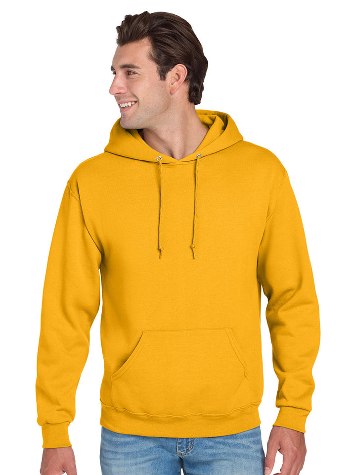 Jerzees NuBlend Hoodie in bright green, designed with ribbed cuffs, a front pocket, and a cozy fleece interior for a stylish and comfortable fit.