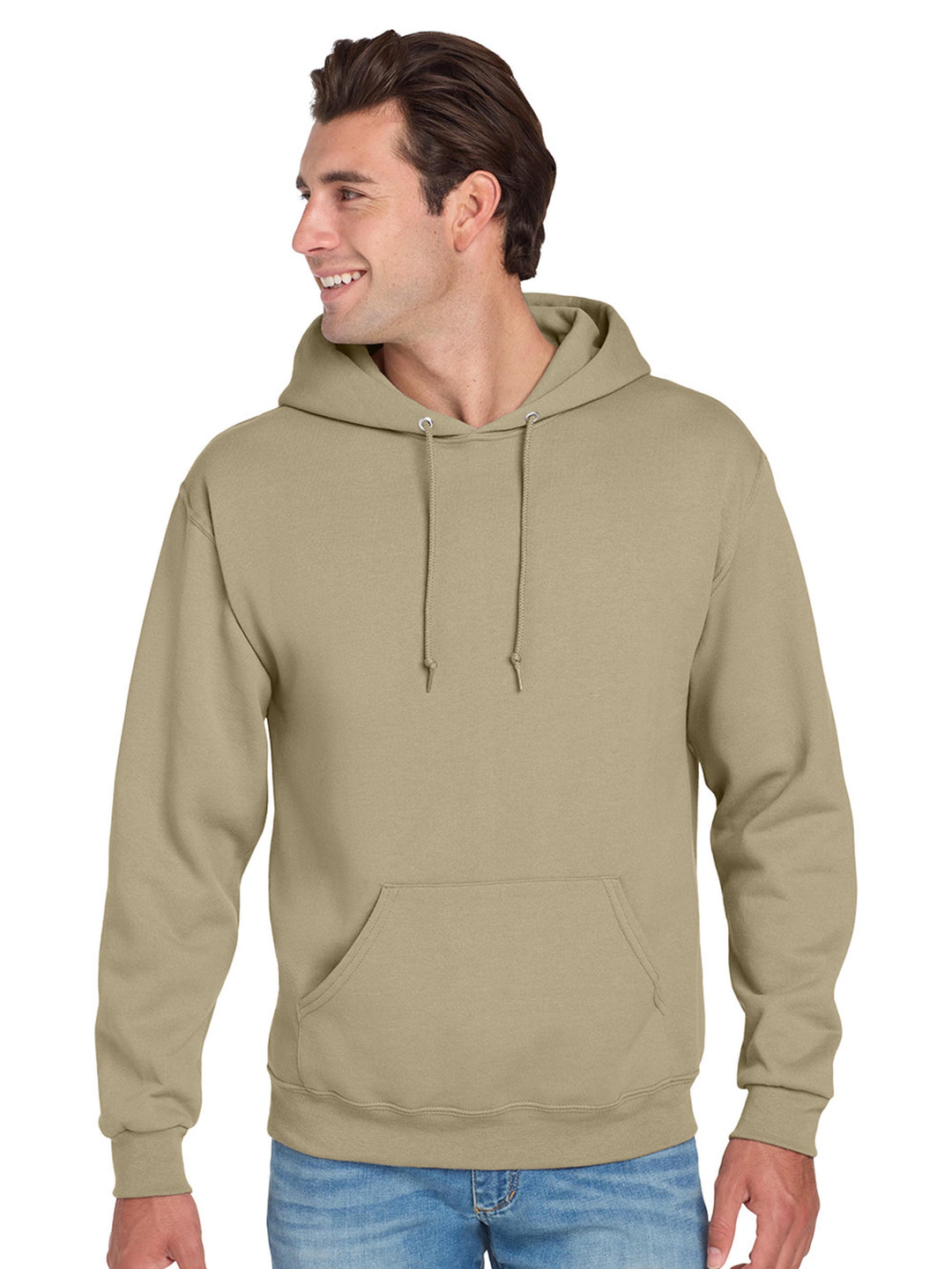 Jerzees NuBlend Hoodie in neon green, featuring a pullover design, ribbed cuffs, and a cozy fleece interior for warmth and comfort.