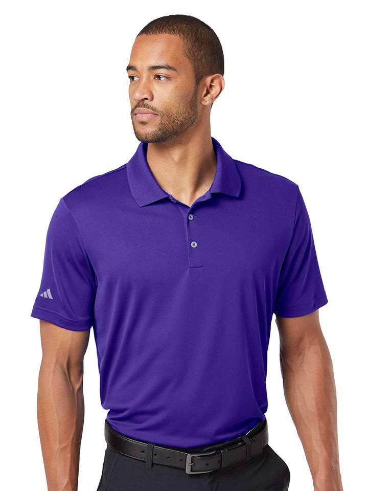Purple Adidas Performance Polo with a stylish fit and durable fabric. Personalize with your logo or design at Kavy's Customs.