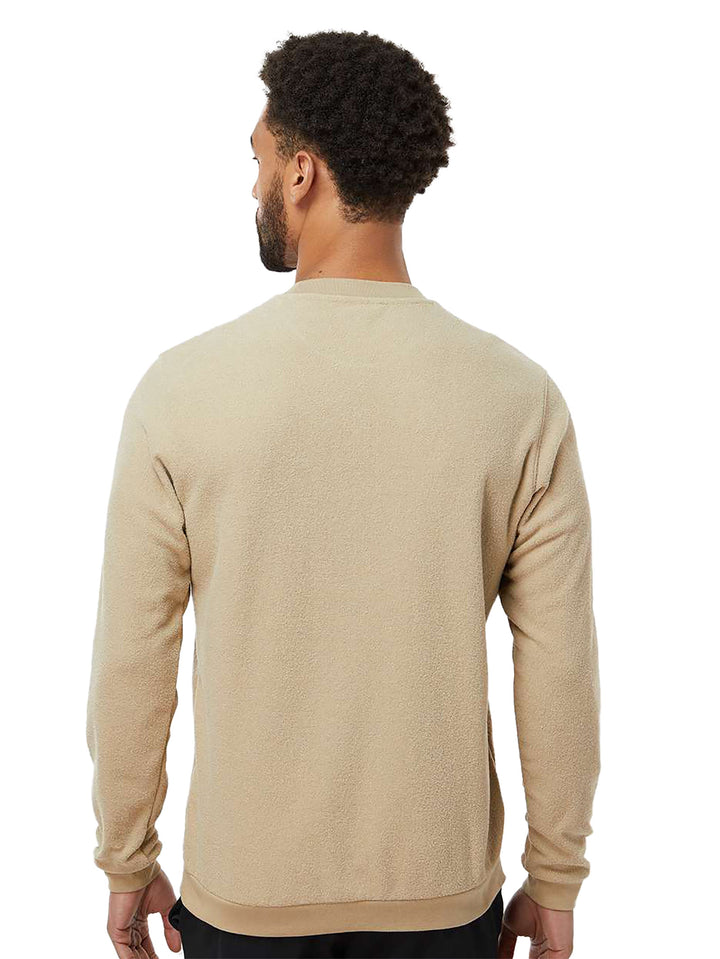 Back view of the beige Adidas crewneck sweatshirt, showcasing its clean design and relaxed fit. Ideal for layering and everyday comfort.