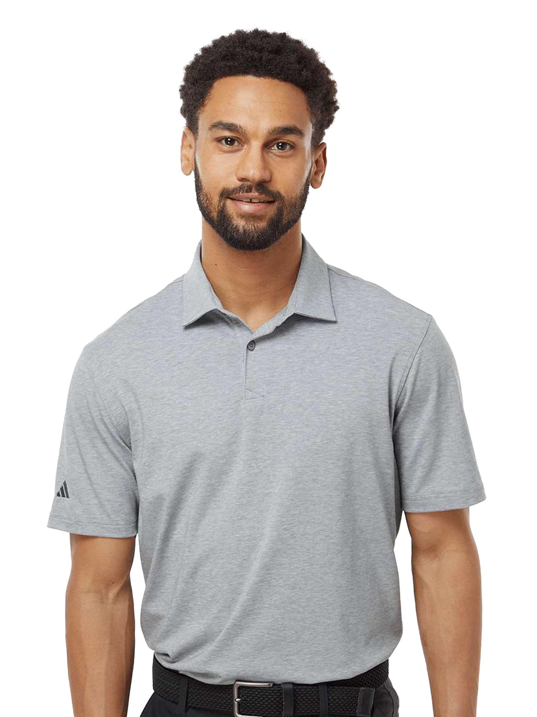 Gray Adidas Blend Polo, offering a classic and versatile look. Made with high-quality fabric for breathability and comfort in any setting.