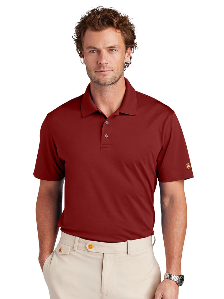 Brooks Brothers BB18220 Polo in red, crafted from breathable mesh pique fabric. A stylish choice for corporate or casual settings.