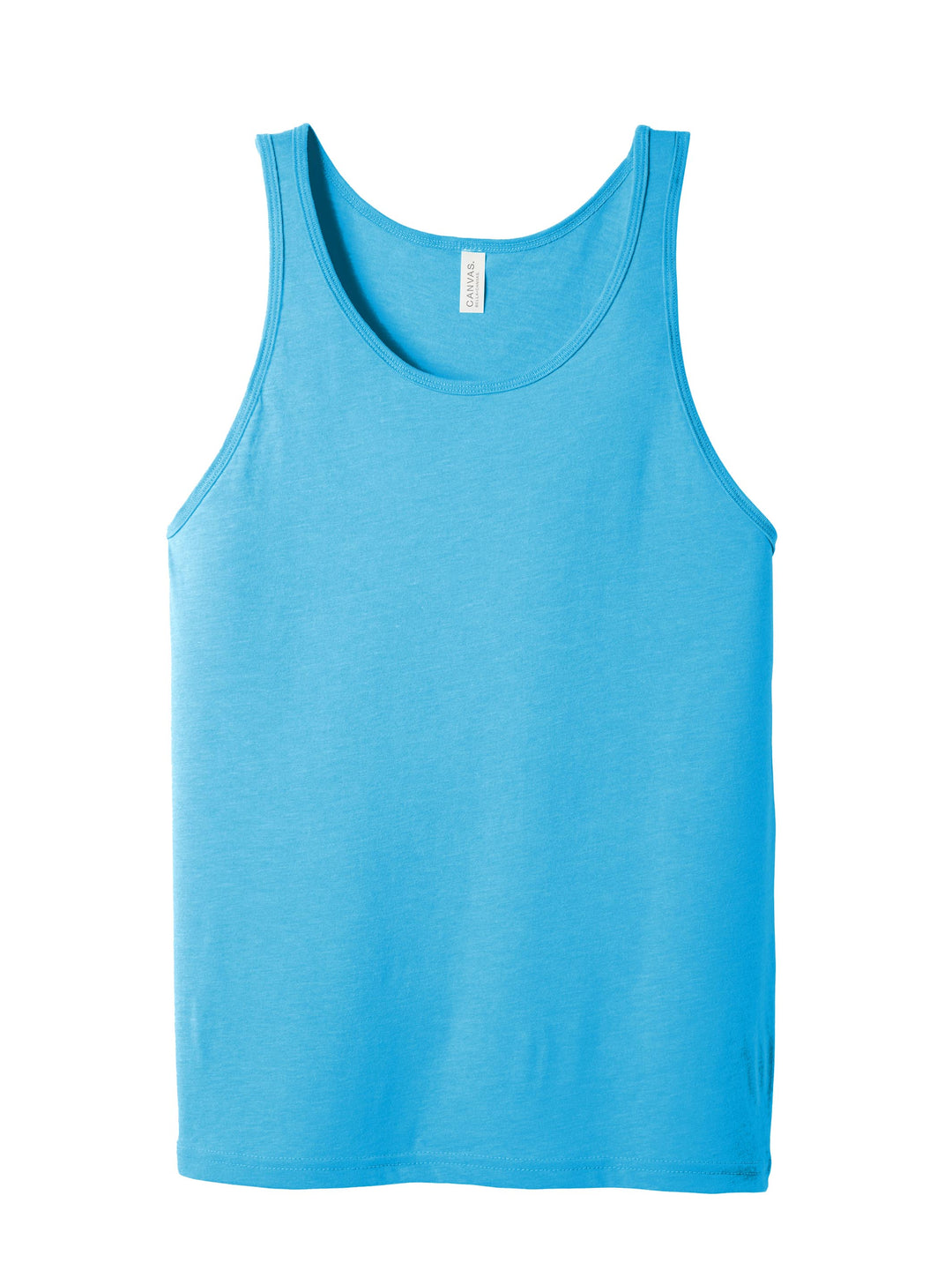 Flat lay of BELLA + CANVAS Unisex Jersey Tank in bright blue, ready for custom printing and bulk orders.