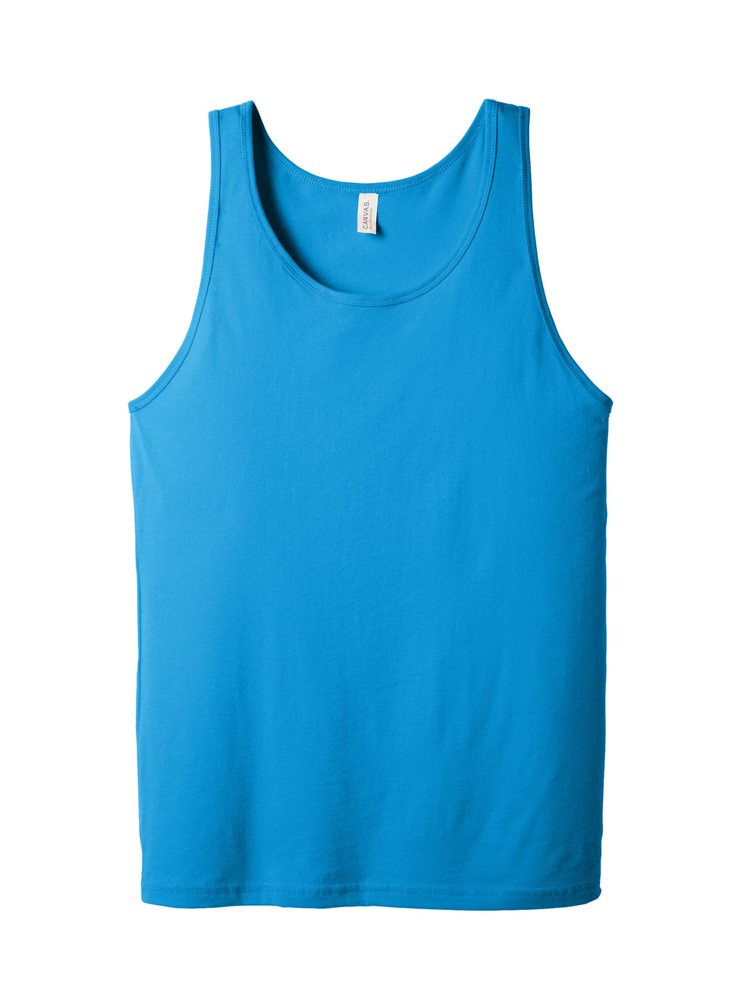 Flat lay of BELLA + CANVAS Unisex Jersey Tank in white, ideal for custom printing and bulk promotional orders.