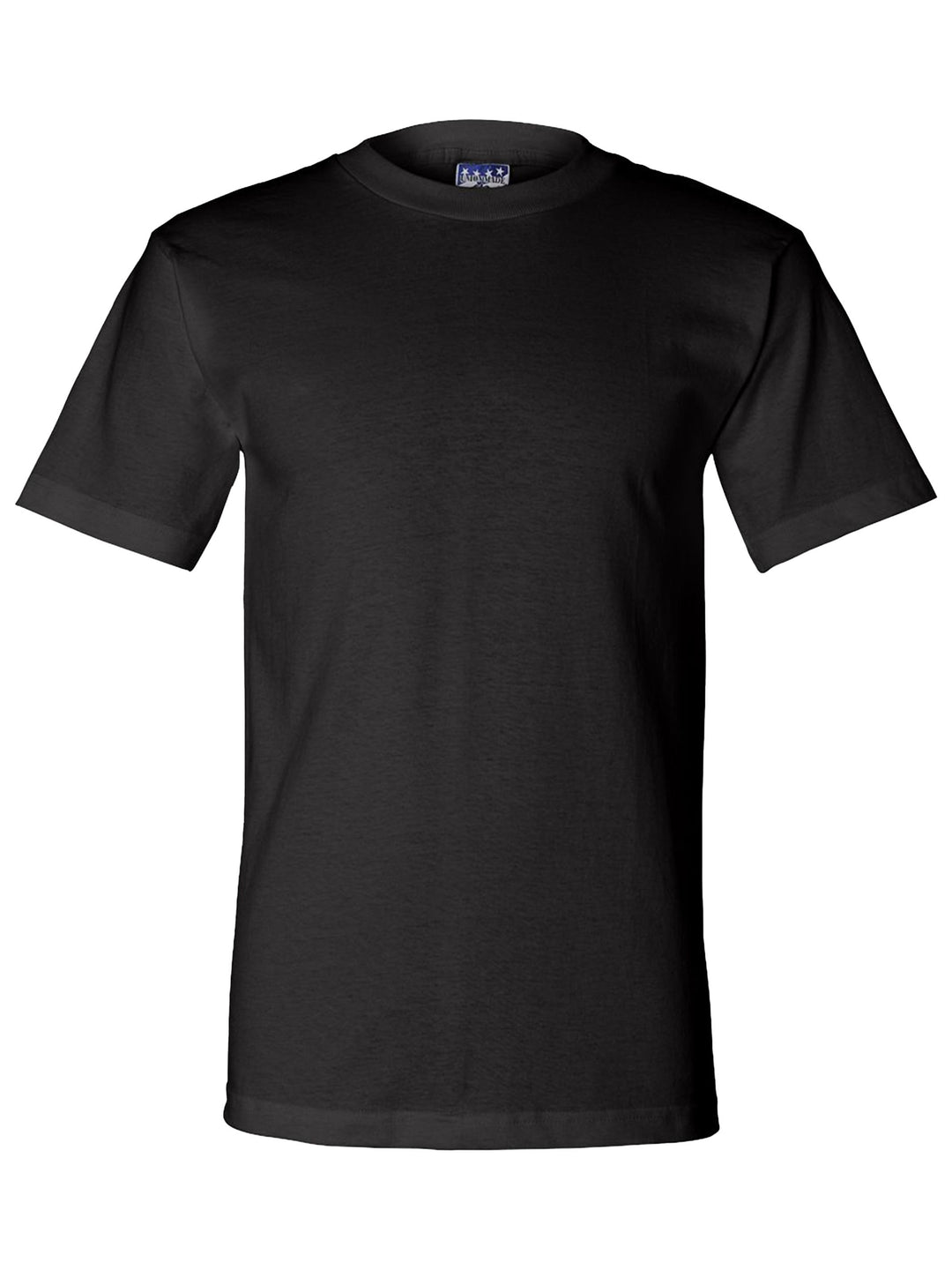 Black Bayside Union-made T-shirt, crafted in the USA. Customizable with your logo or design, available with no minimum order.