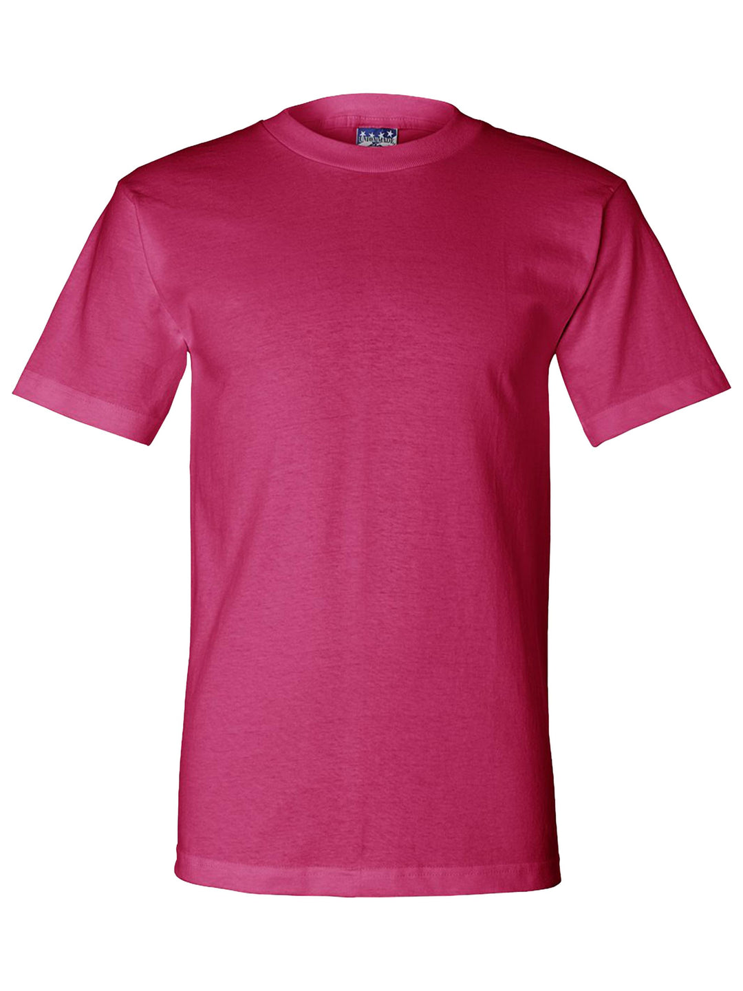 Red Bayside Union-made T-shirt, made in the USA. Personalize with your design or logo, available with no minimum order.