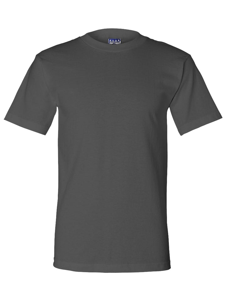 Dark gray Bayside Union-made T-shirt, crafted in the USA. Customizable and available with no minimum order.
