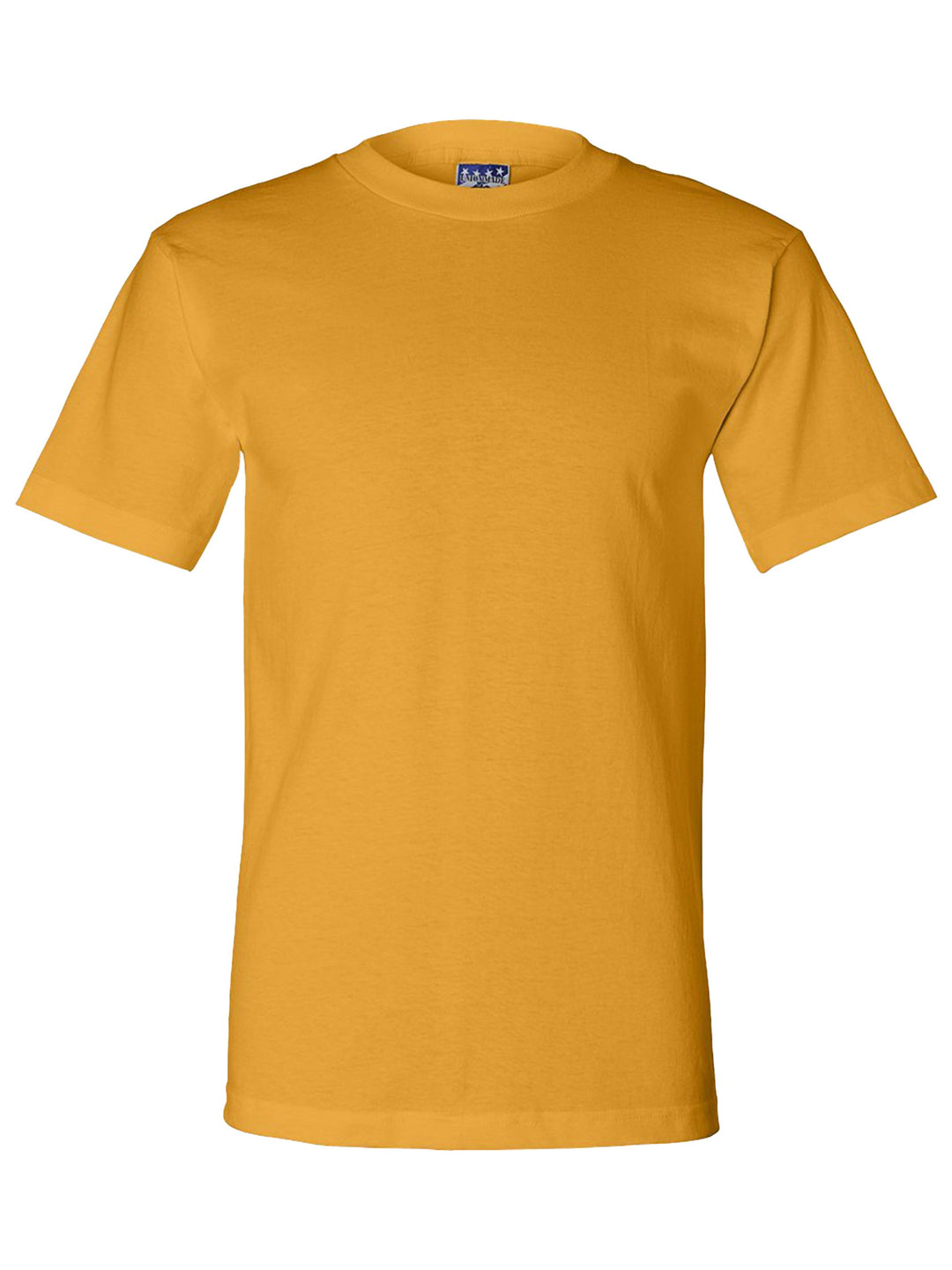 Gold Bayside Union-made T-shirt, made in the USA. Personalize with your design or logo, available with no minimum order.