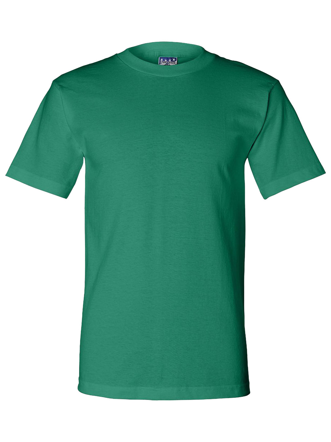 Kelly green Bayside Union-made T-shirt, crafted in the USA. Customizable and available with no minimum order.