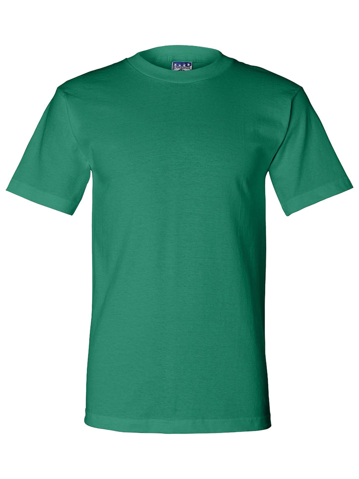 Kelly green Bayside Union-made T-shirt, crafted in the USA. Customizable and available with no minimum order.