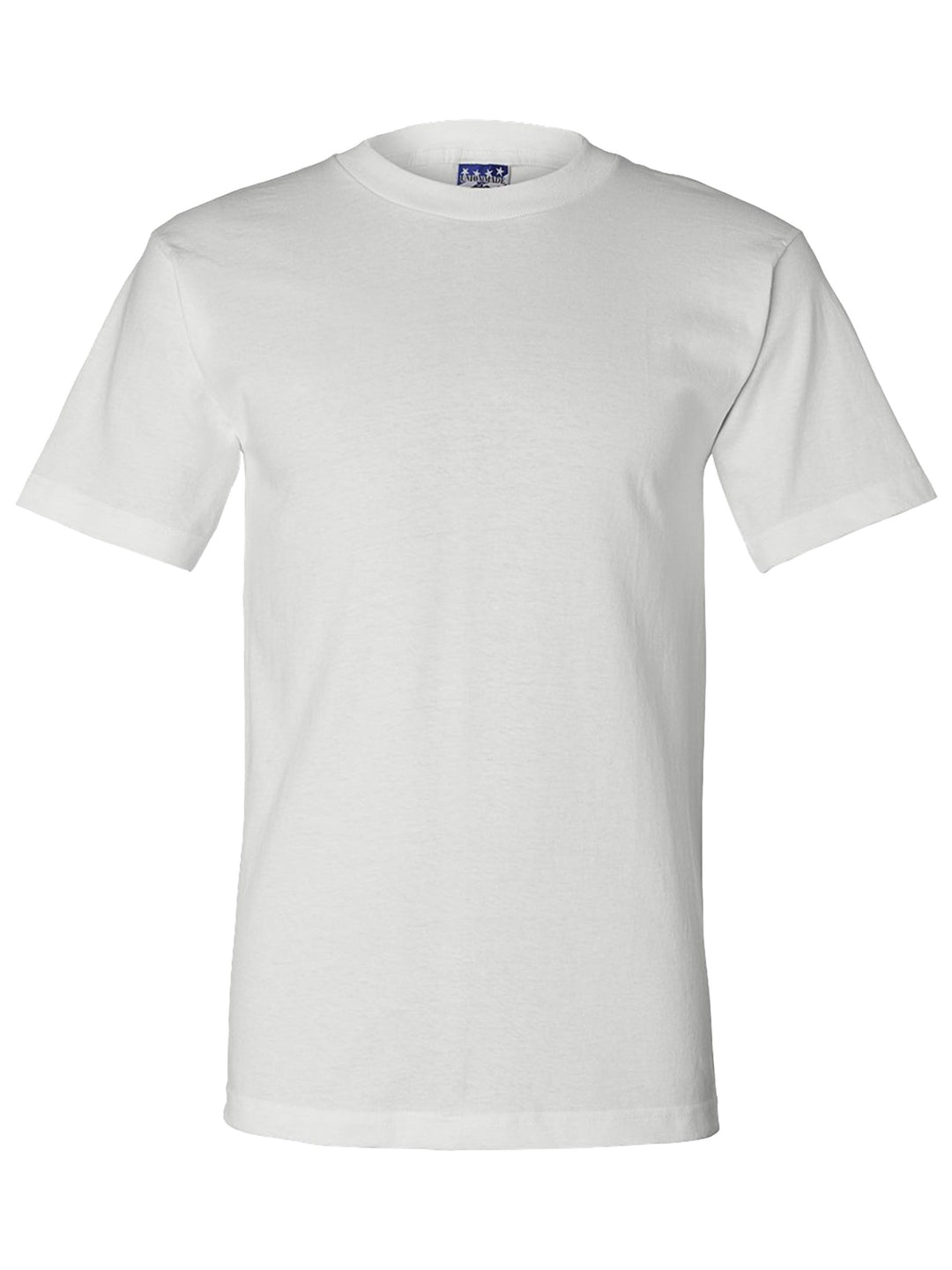 White Bayside Union-made T-shirt, made in the USA. Personalize with your design or logo, available with no minimum order.