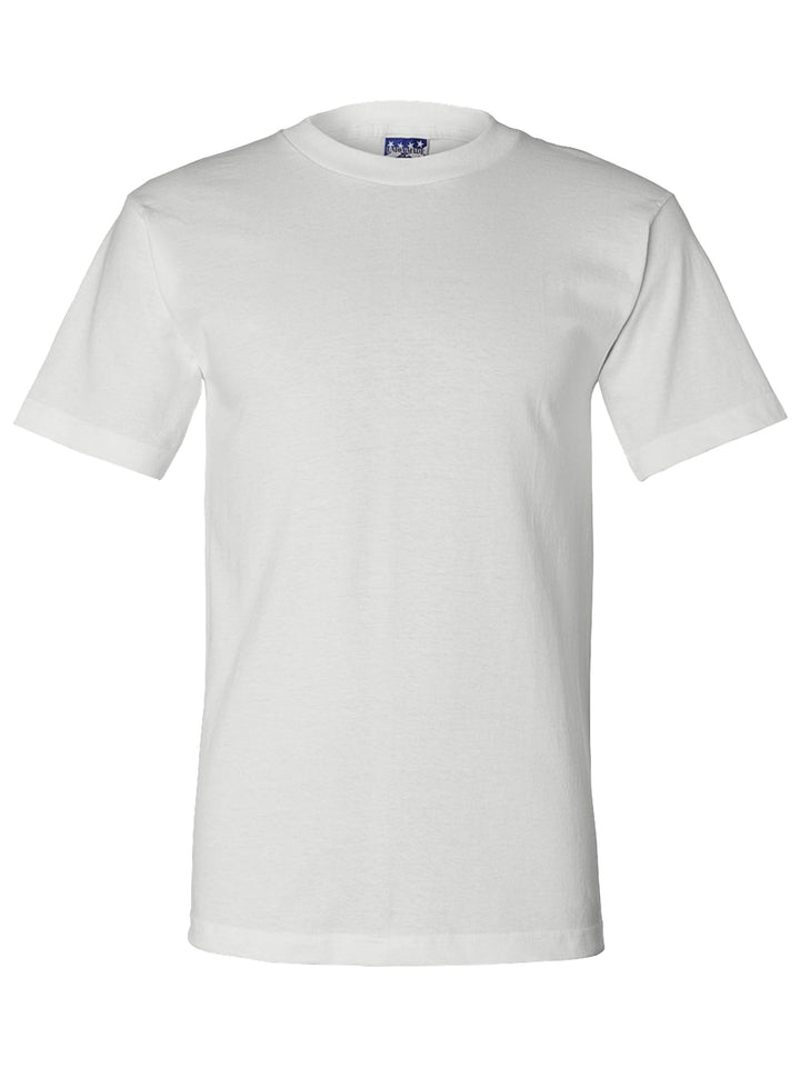 White Bayside Union-made T-shirt, made in the USA. Personalize with your design or logo, available with no minimum order.