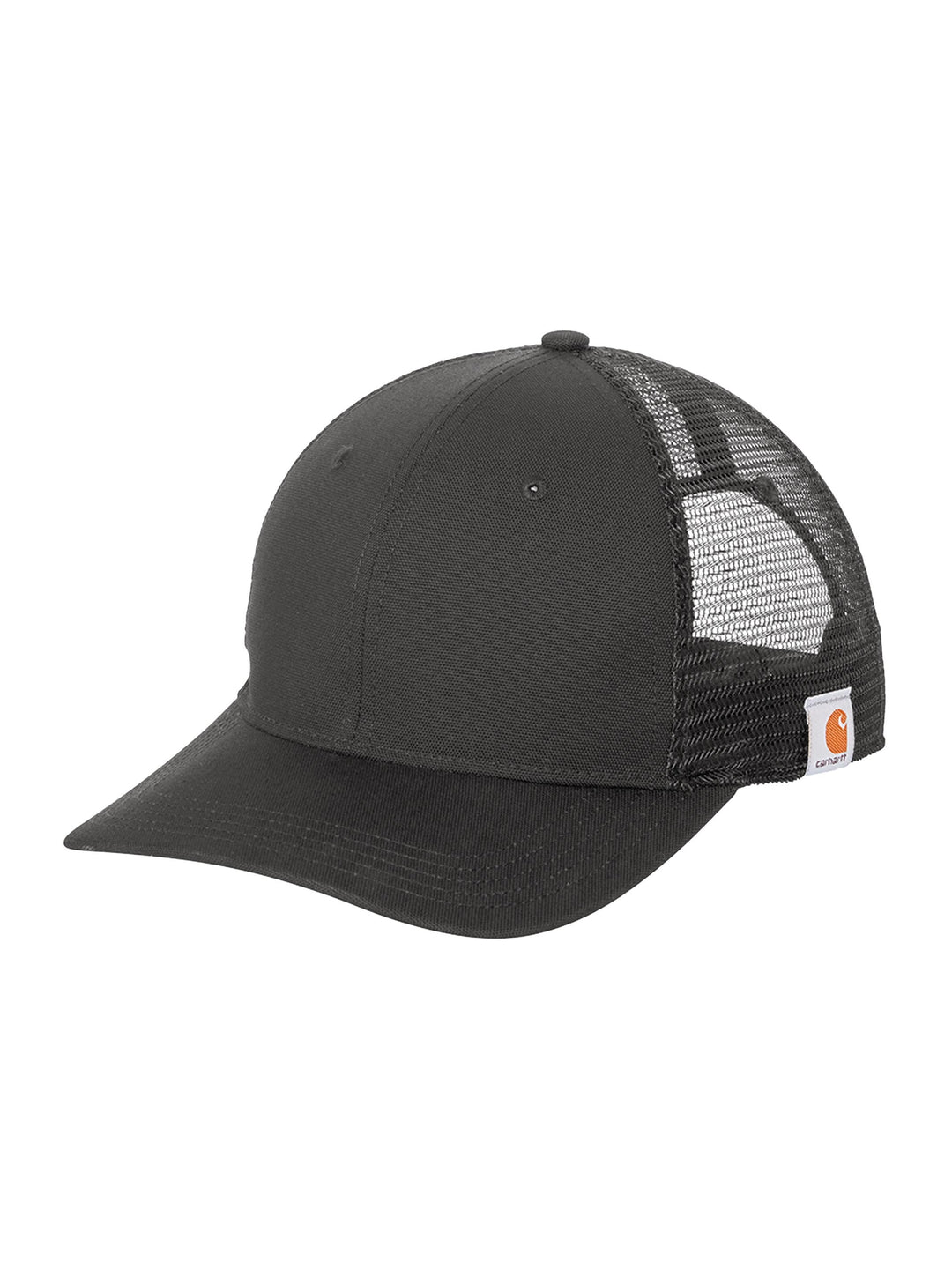 Charcoal Custom Carhartt Canvas Mesh Back Cap with mesh back and snapback closure, perfect for personalized work apparel.