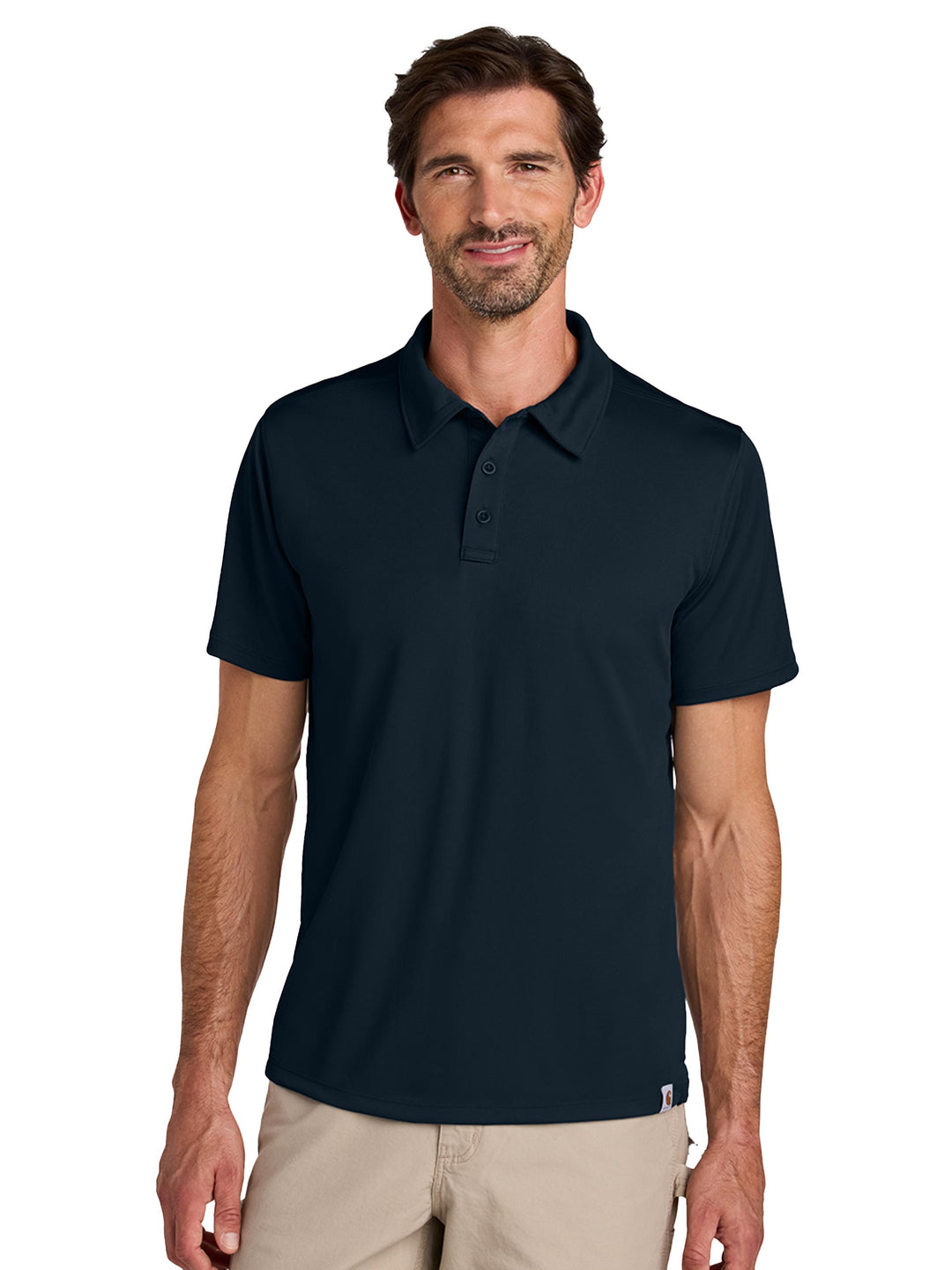 Navy Custom Carhartt Force® Sun Defender™ Polo, built for performance and ideal for custom embroidery in business uniforms.