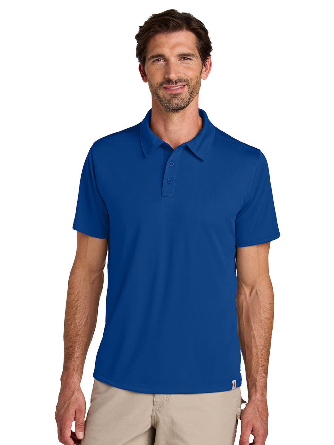 Royal blue Custom Carhartt Force® Sun Defender™ Polo, ideal for custom logos and professional uniforms in active work environments.