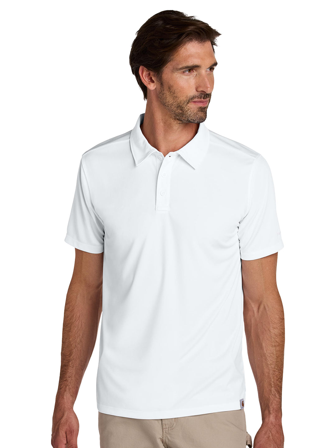 White Custom Carhartt Force® Sun Defender™ Polo, great for embroidered business logos and clean, professional team apparel.