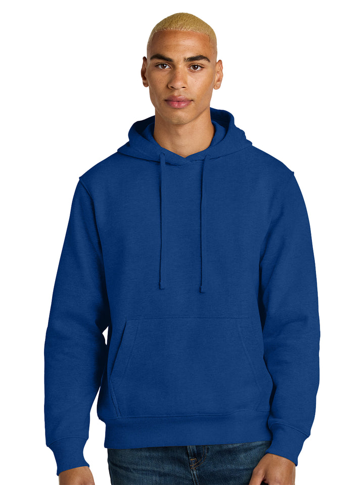 Custom District V.I.T Heavy Weight Hoodie in royal blue, featuring a cozy pullover design with a spacious front pocket and adjustable hood.