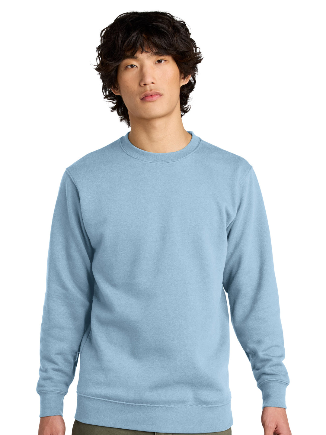 District V.I.T Fleece Crewneck in light blue, featuring a classic fit and soft fleece fabric for all-day comfort. Perfect for customization with logos or designs.