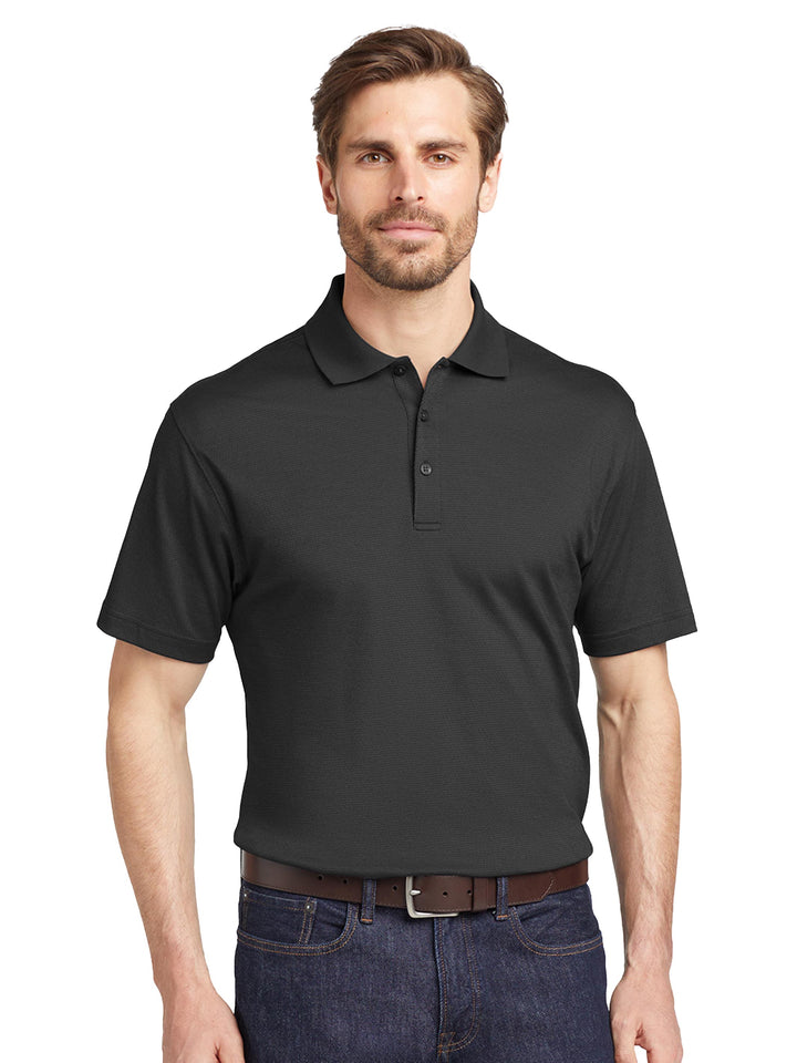 Eddie Bauer® Performance Polo in black, designed with moisture-wicking and UV protection. Custom embroidery options available for a unique look.