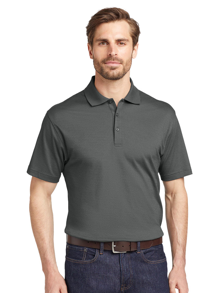 Eddie Bauer® Performance Polo in charcoal gray, offering a stylish and functional design. Ideal for business casual or outdoor activities.