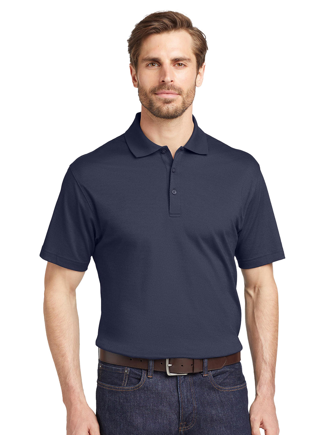 Eddie Bauer® Performance Polo in navy blue, crafted with breathable fabric for all-day comfort. Custom embroidery available for branding or personalization.