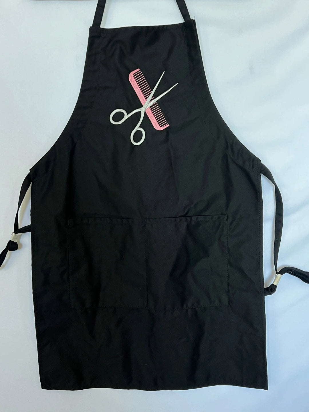Premade Apron with Embroidered Scissors and Comb Design