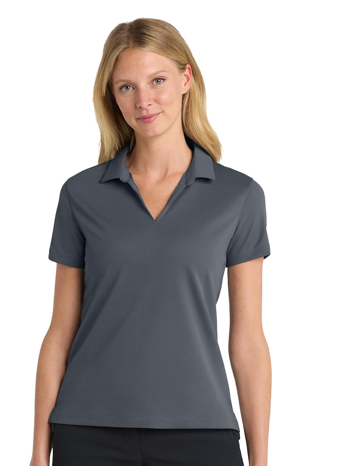Custom Nike Women's Dri-FIT Micro Pique 2.0 Polo in charcoal gray, perfect for embroidered logos and corporate apparel.