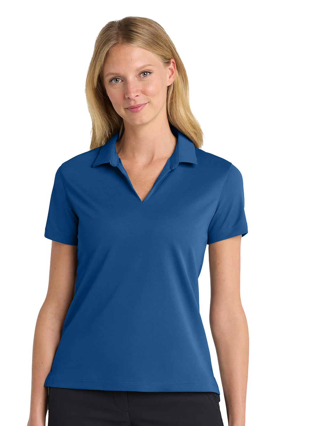 Custom Nike Women's Dri-FIT Micro Pique 2.0 Polo in deep blue, moisture-wicking and great for custom embroidery.