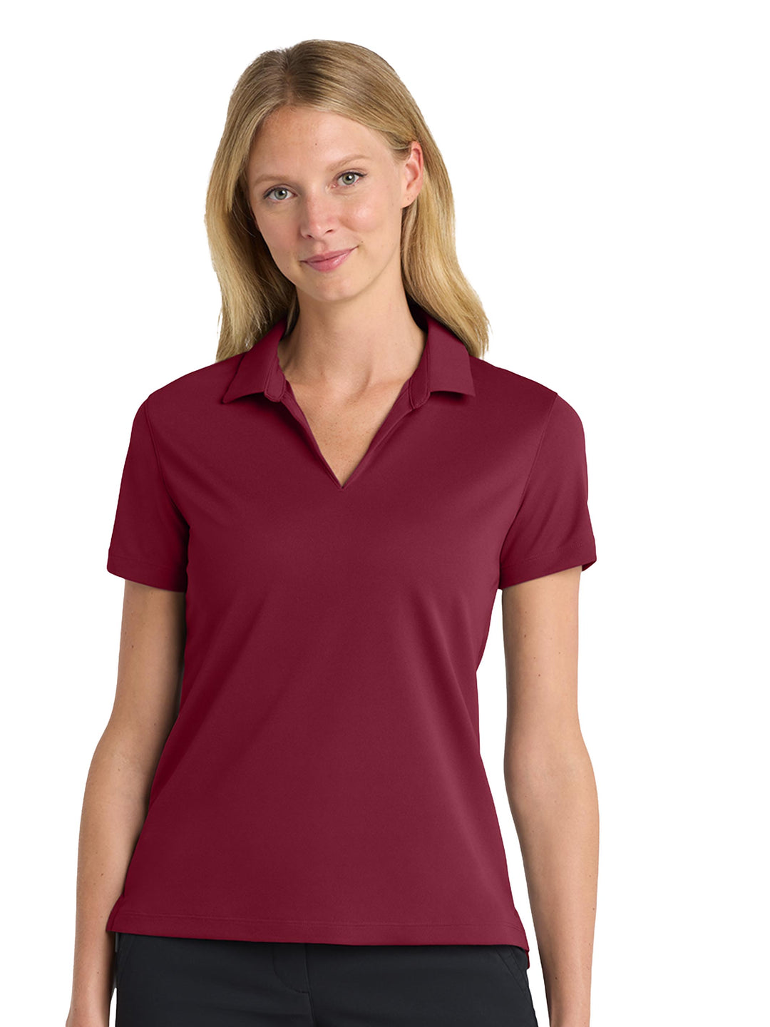 Custom Nike Women's Dri-FIT Micro Pique 2.0 Polo in burgundy, perfect for custom branding and professional wear.