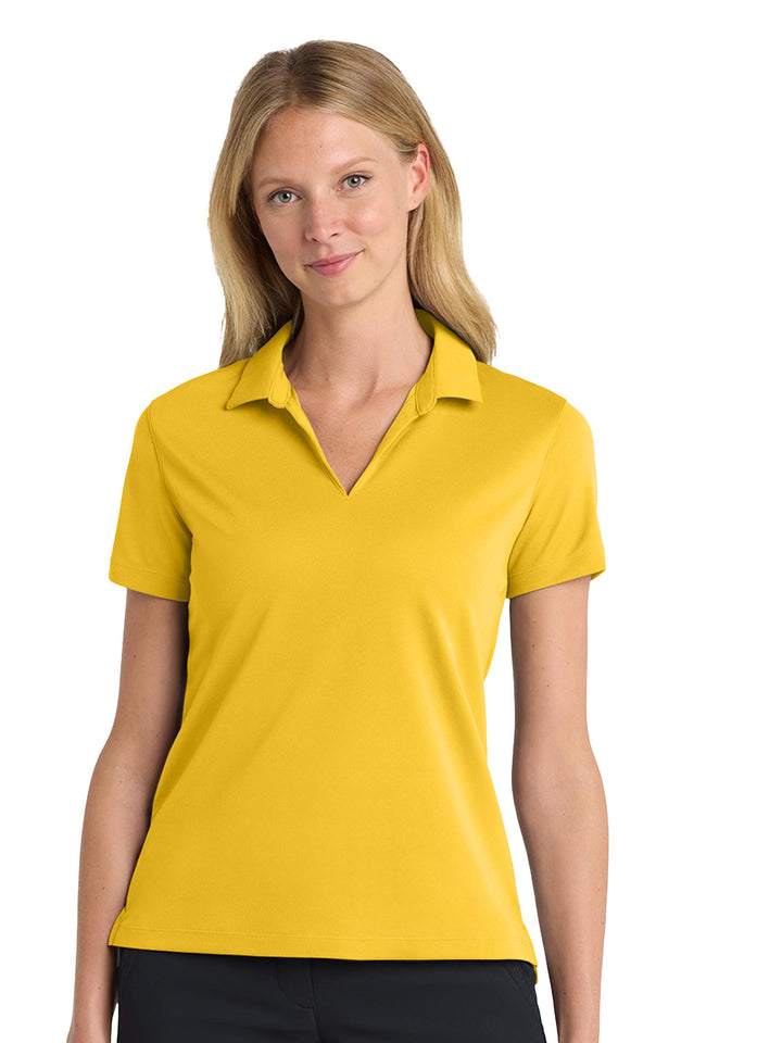 Custom Nike Women's Dri-FIT Micro Pique 2.0 Polo in yellow, moisture-wicking and perfect for custom embroidery.
