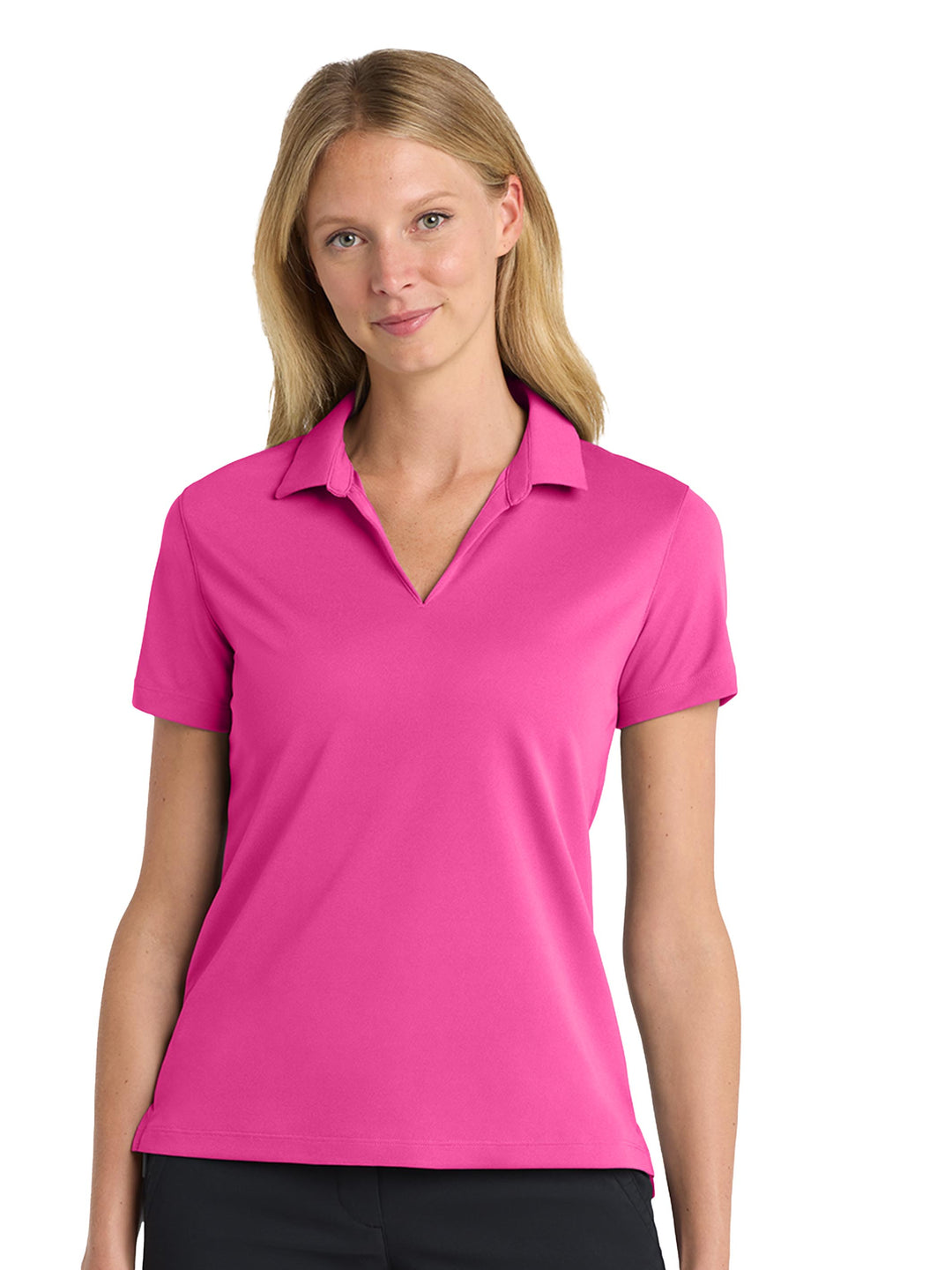Custom Nike Women's Dri-FIT Micro Pique 2.0 Polo in hot pink, stylish and breathable for branded apparel.
