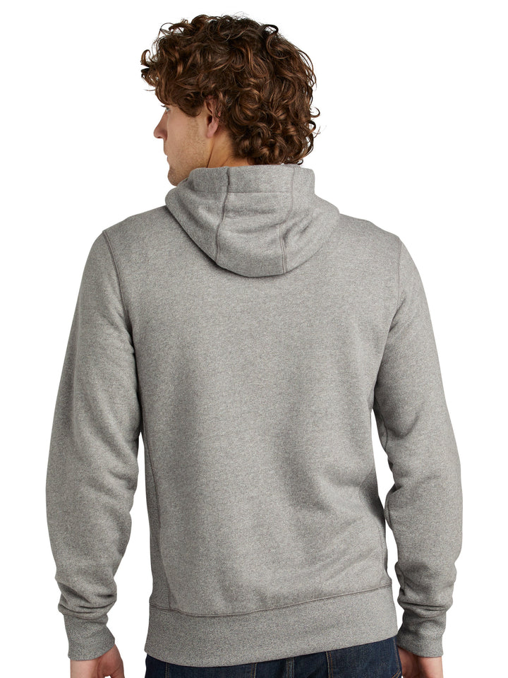 Back view of the New Era French Terry Full Zip Hoodie in gray, highlighting its smooth fabric, relaxed fit, and durable stitching for everyday comfort.
