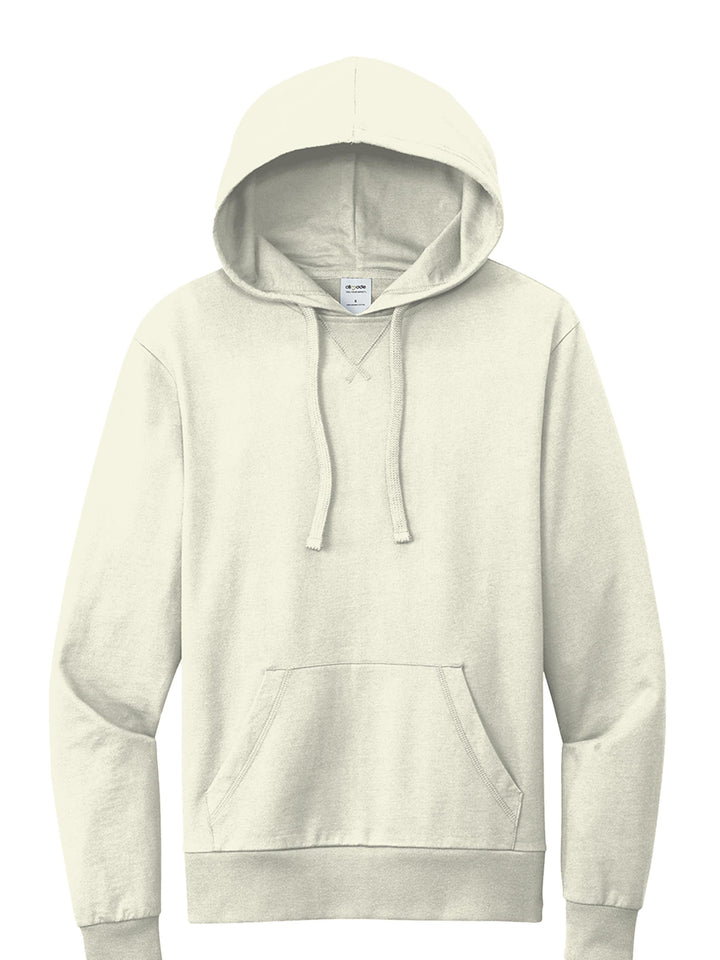 Natural-colored Allmade French Terry hoodie with a soft, organic feel. Ideal for custom branding while supporting sustainable fashion.