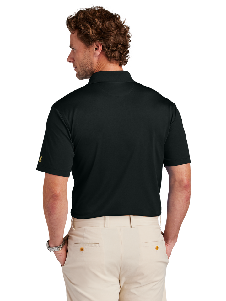 Back view of Brooks Brothers BB18220 Polo in black, highlighting its breathable mesh pique fabric. Perfect for corporate or team events.