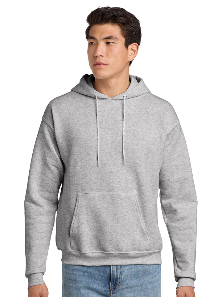 Hanes EcoSmart Pullover Hoodie in light gray. Soft, sustainable fleece hoodie perfect for personalization, embroidery, or bulk orders.