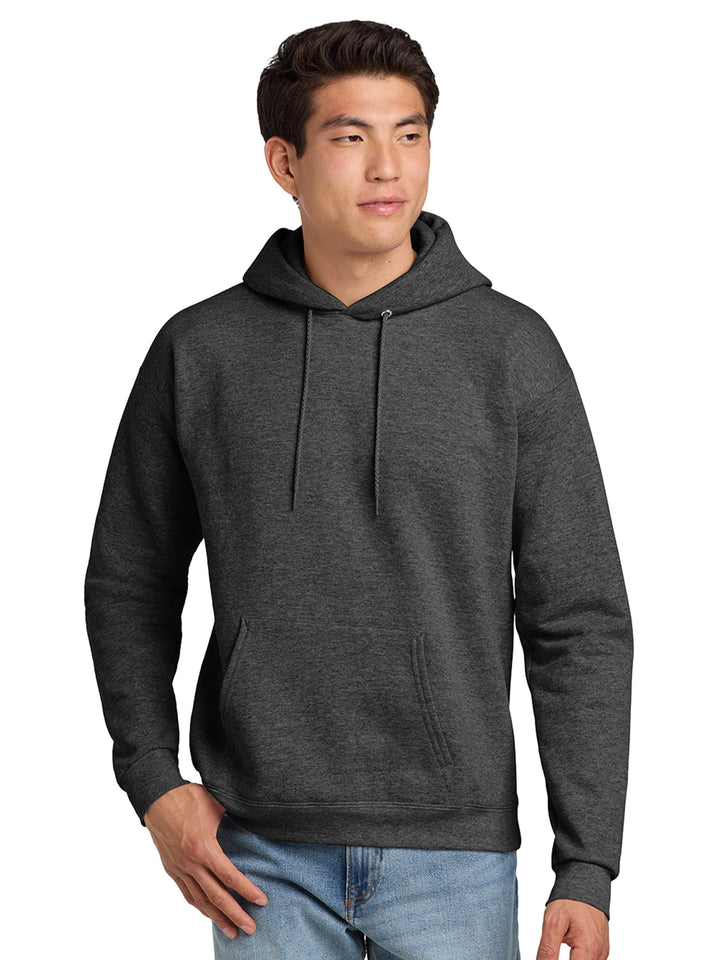 Hanes EcoSmart Pullover Hoodie in charcoal gray. Comfortable, sustainable fleece hoodie perfect for custom branding or bulk orders.