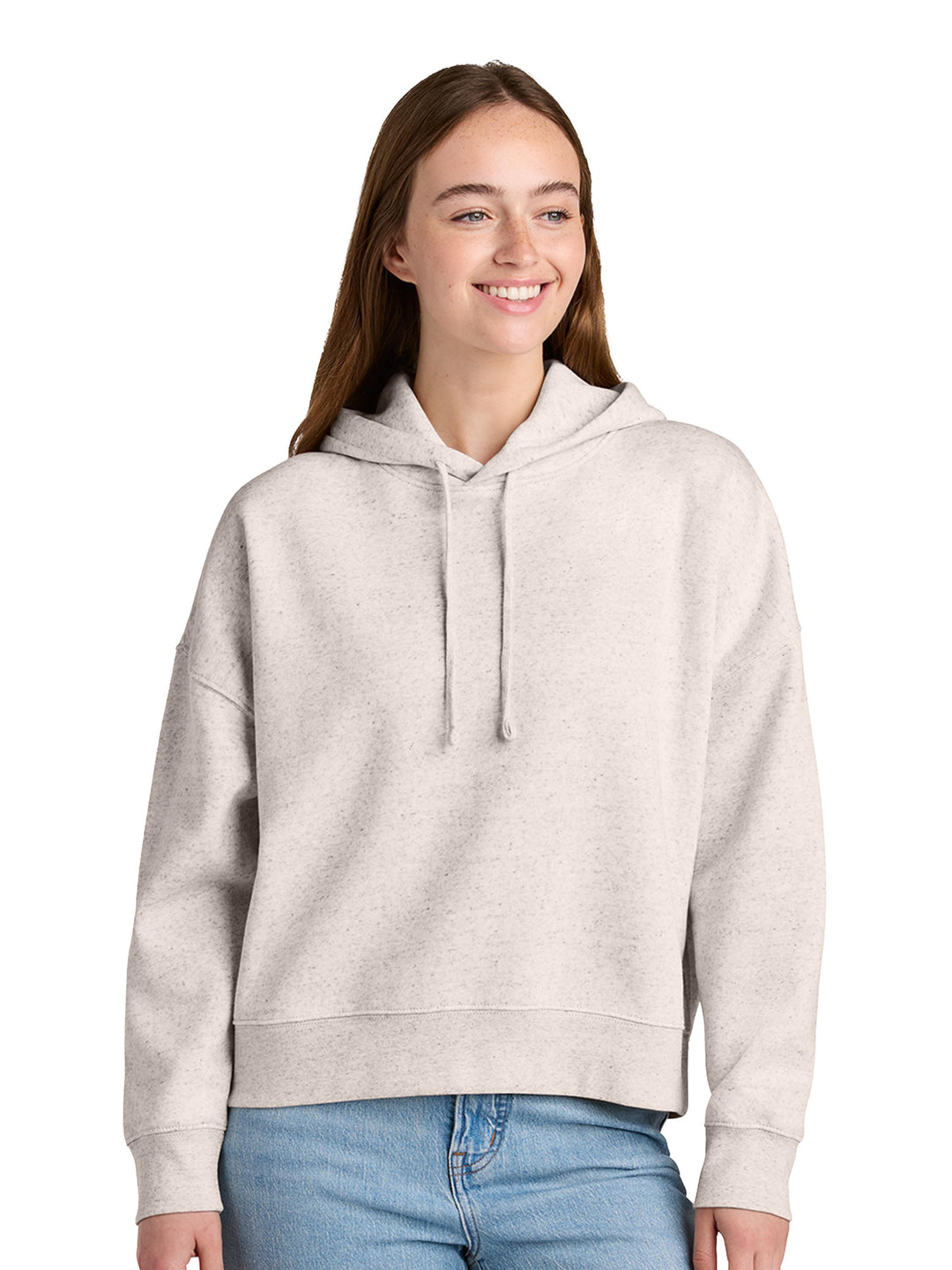 Custom Stanley/Stella Women's Nora Hoodie in oatmeal heather, sustainable and stylish choice for personalized embroidery or print.