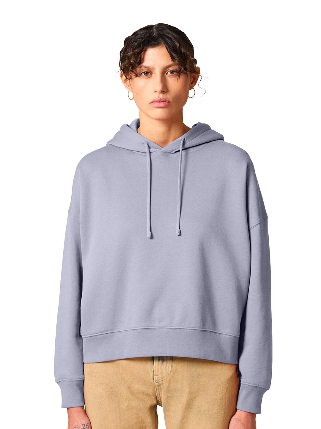 Custom Stanley/Stella Women's Nora Hoodie in lavender, soft eco-conscious hoodie ready for personalized design or logo application.