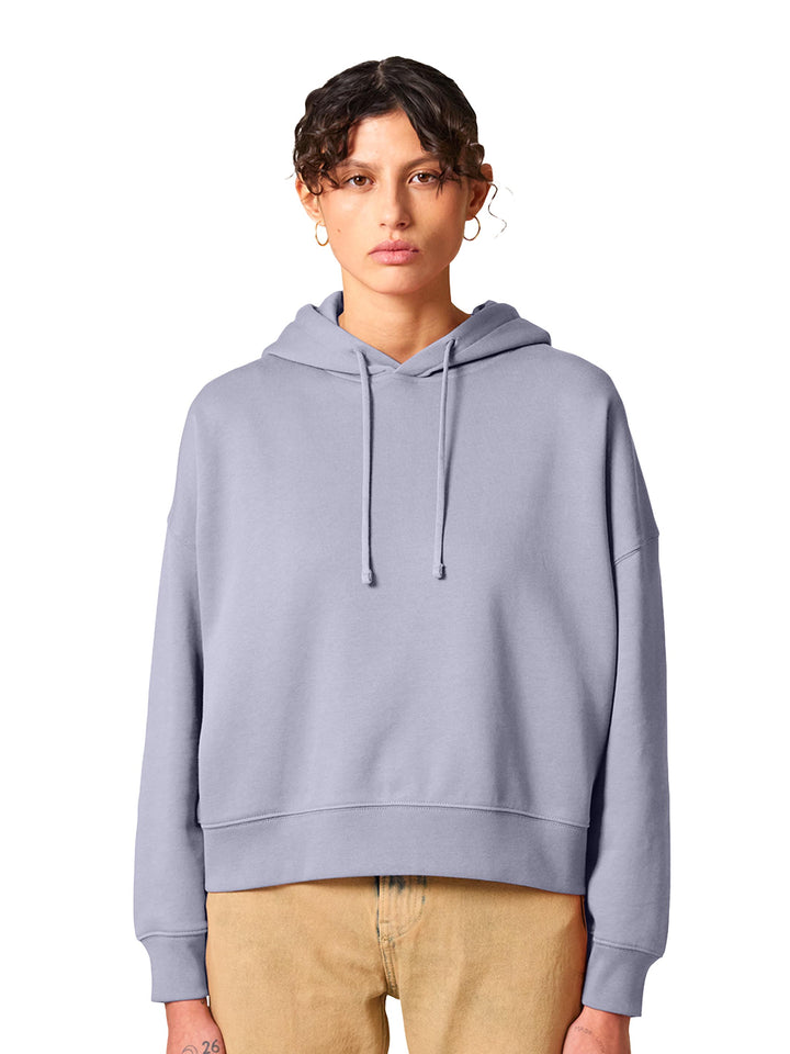 Custom Stanley/Stella Women's Nora Hoodie in lavender, soft eco-conscious hoodie ready for personalized design or logo application.
