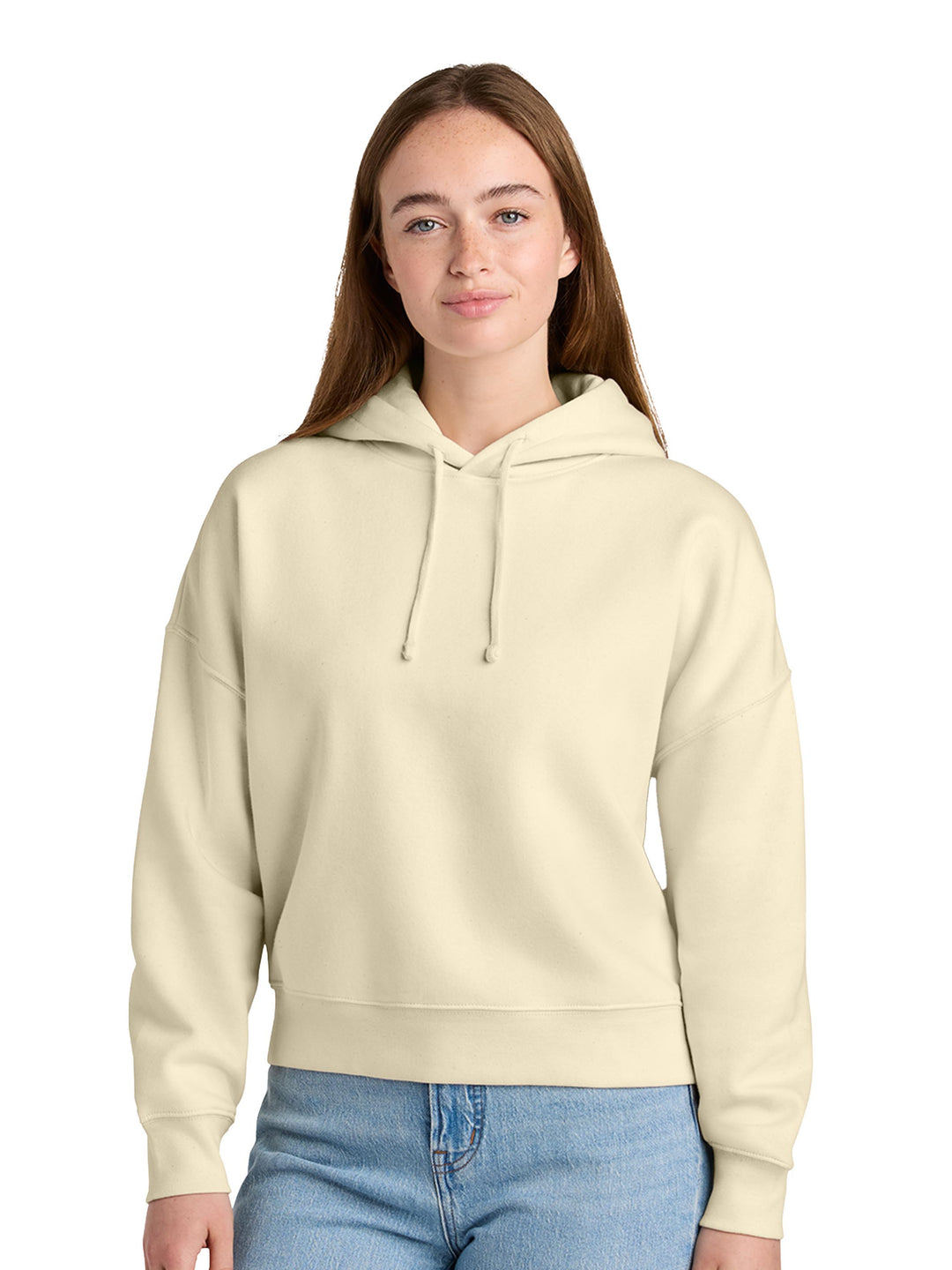 Custom Stanley/Stella Women's Nora Hoodie in cream, perfect for custom embroidery or print with a sustainable and modern fit.