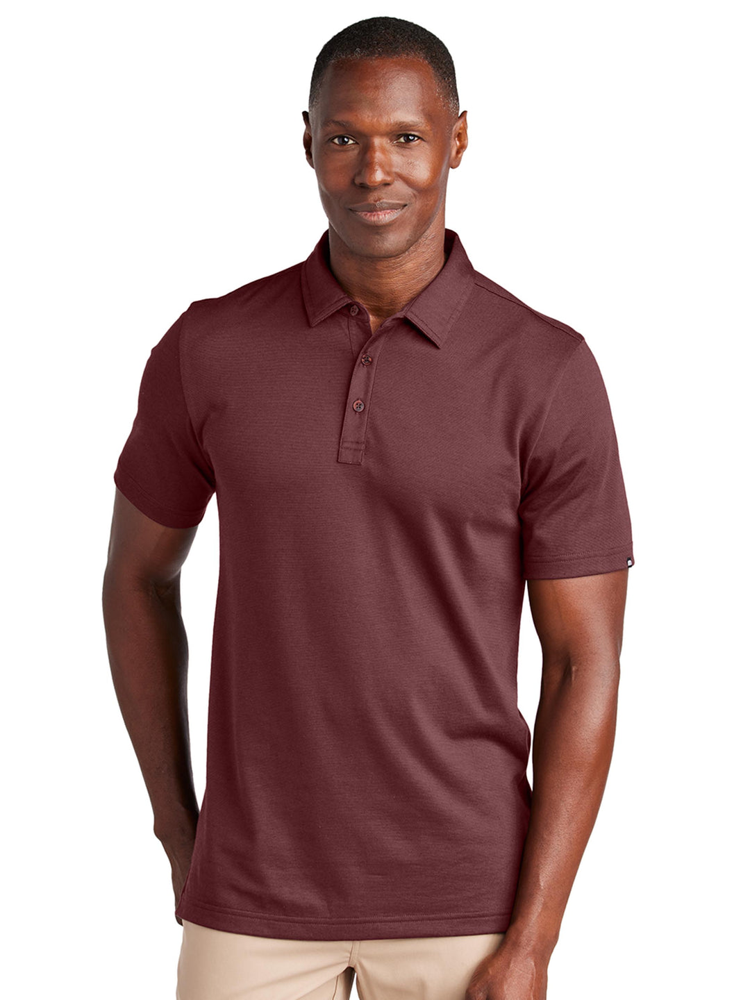 TravisMathew Sunnyvale Polo in maroon, crafted with premium fabric and a tailored fit. Personalize with custom embroidery or printing for a unique look.