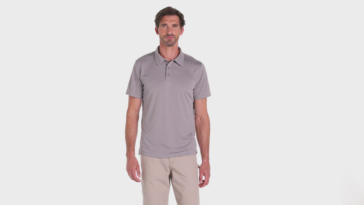 Front view of grey Custom Carhartt Force® Sun Defender™ Polo worn by model, perfect for custom embroidery and professional team attire.