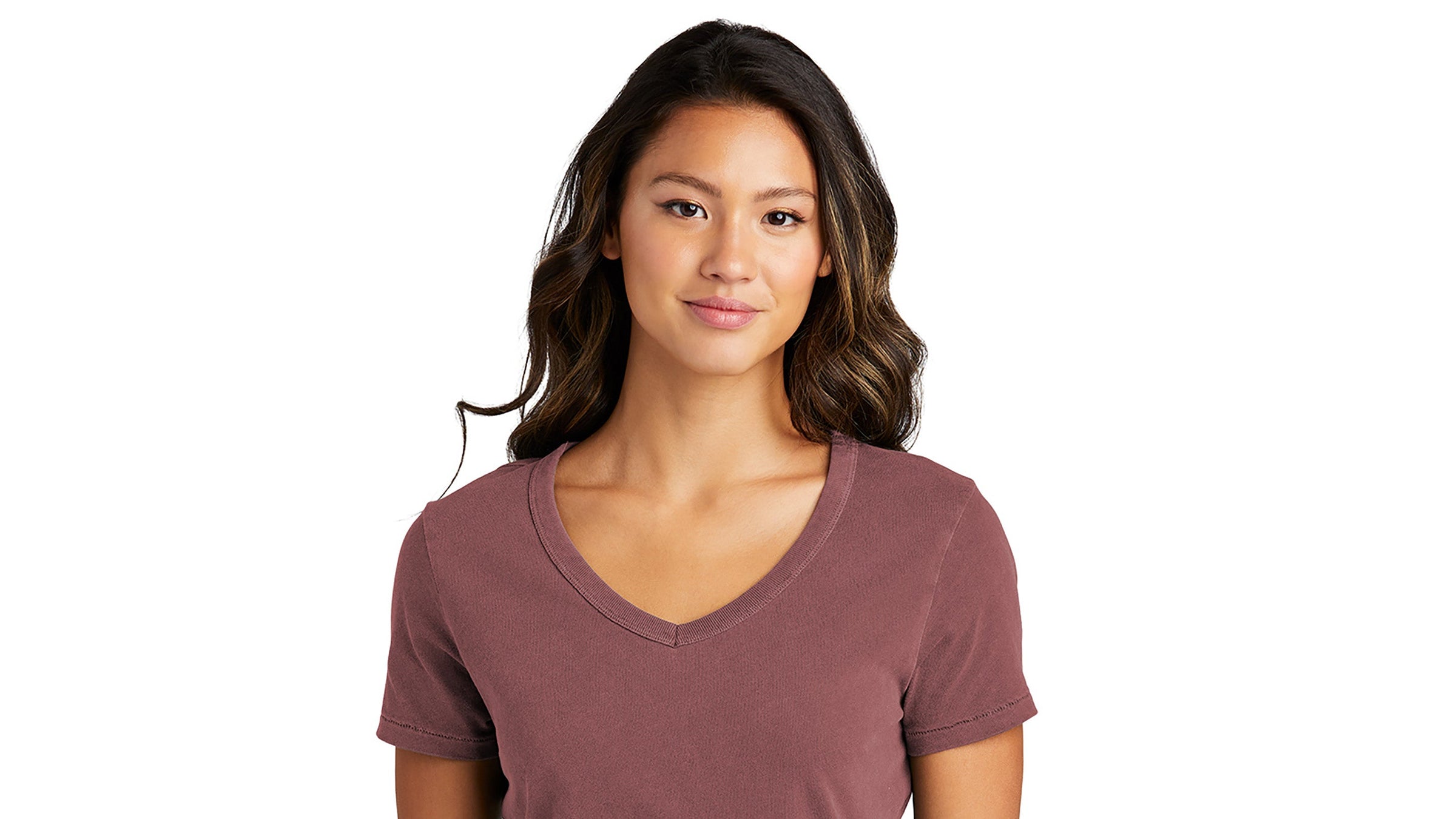 Woman wearing pink t-shirt