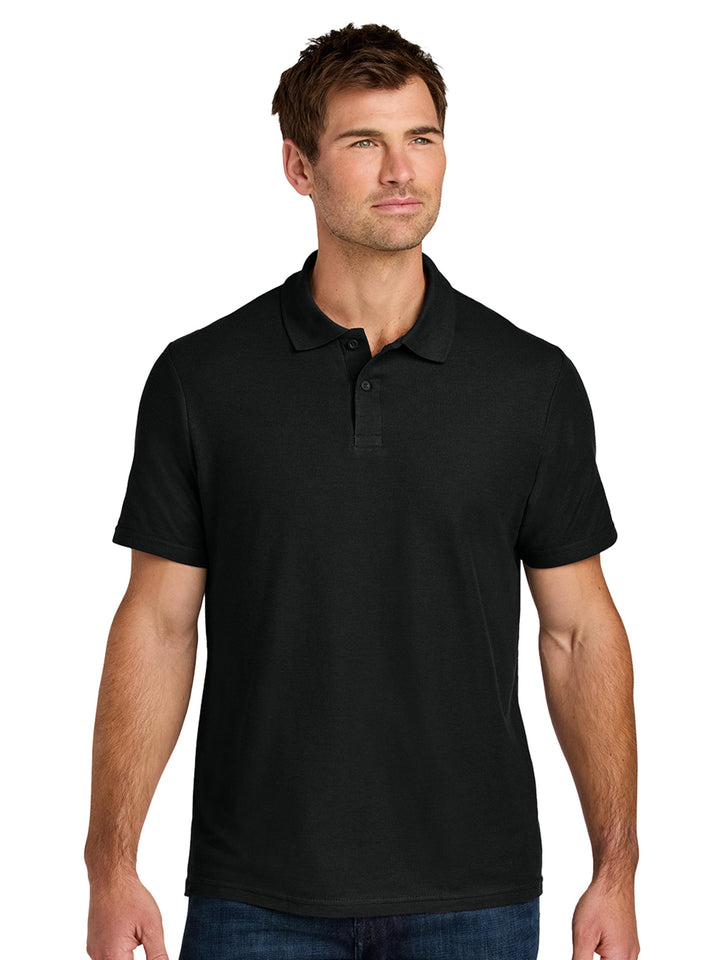 Custom Gildan Softstyle Adult Pique Polo in black, made from soft ring-spun cotton. Perfect for adding embroidered or printed designs.