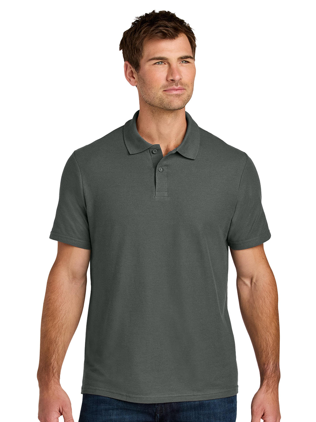 Gildan Softstyle Adult Pique Polo in charcoal, offering a sleek and modern look with breathable fabric for comfort and durability.